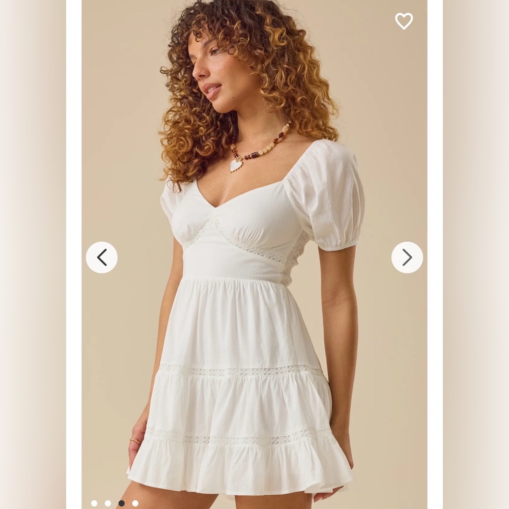 Altar'd State White Puff Sleeve Mini Dress